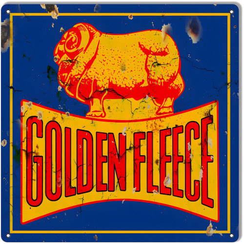 Golden Fleece Motor Oil And Gas Metal Sign - 12" x 12"