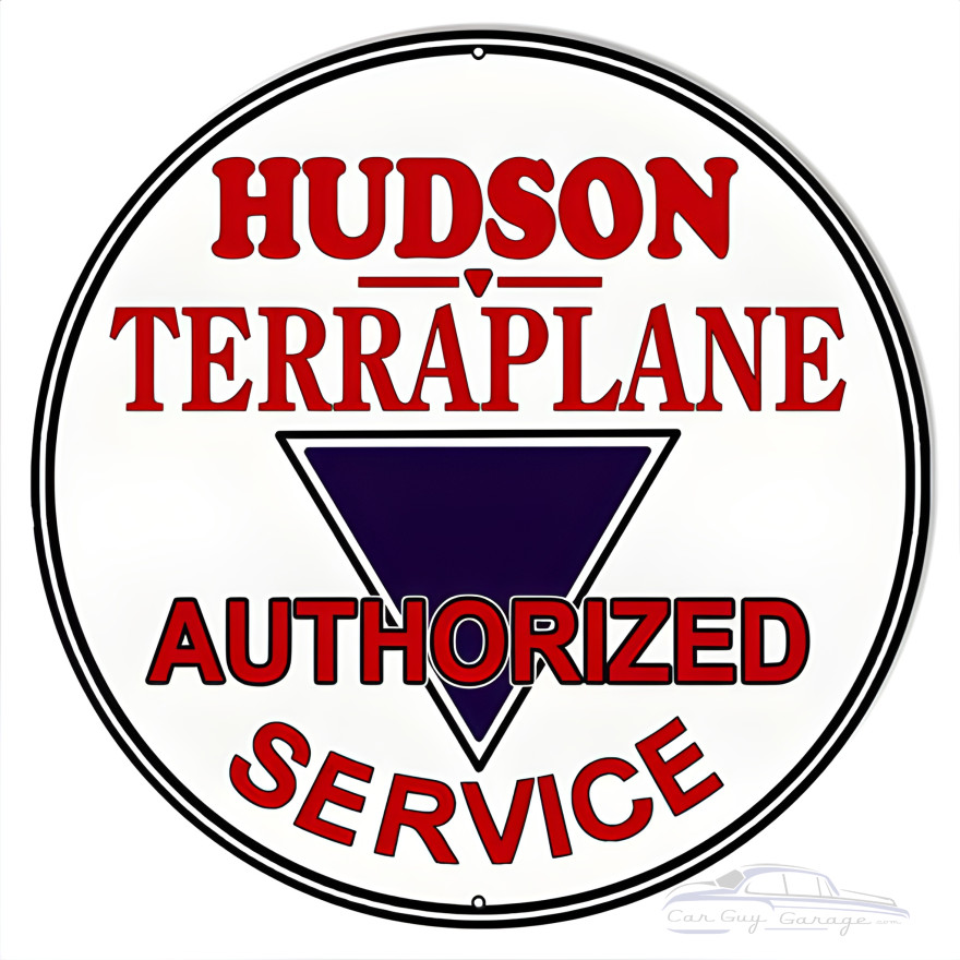 Hudson Terraplane Service Metal Sign - 14" Round Hudson Terraplane Service Metal Sign - 14" Round