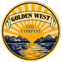 Golden West Motor Oil Metal Sign - 18" Round
