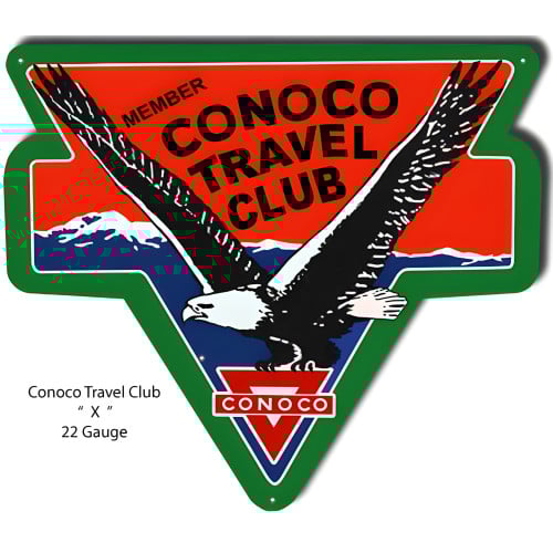 Conoco Travel Club Reproduction Metal Sign - 18.5" x 21.5"