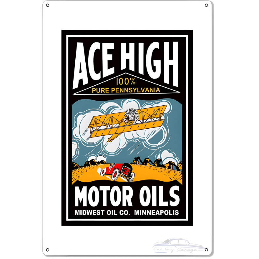 Ace High Motor Oils Metal Sign - 12" x 18" Ace High Motor Oils Metal Sign - 12" x 18"