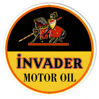 Invader Motor Oil Metal Sign - 18" round