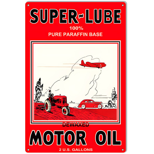 Super-Lube Motor Oil Metal Sign - 12" x 18"