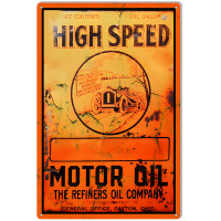 High Speed Motor Oil Metal Sign - 12" x 18"