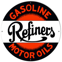 Refiners Gasoline Metal Sign - 24" Round