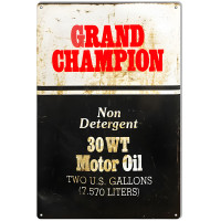 Grand Champion Motor Oil Metal Sign - 12" x 18"