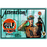 Gulf No Nox Motor Oil Reproduction Metal Sign - 12" x 18"