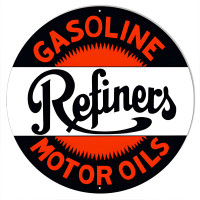Refiners Gasoline Metal Sign - 14" Round