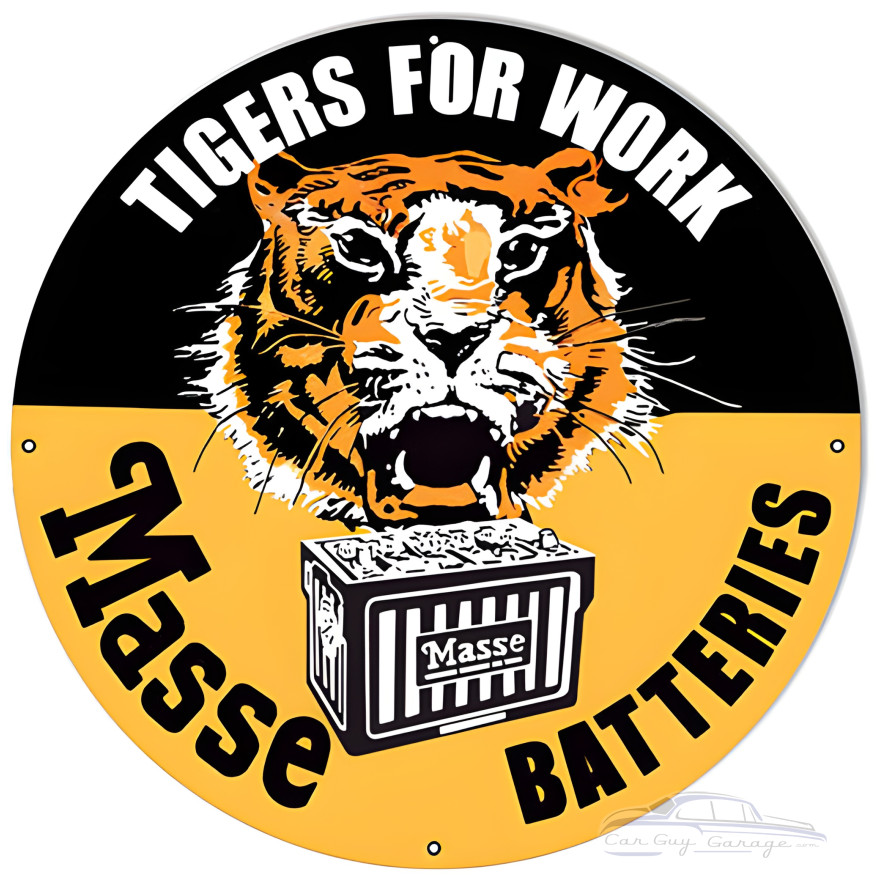 Masse Batteries Gas Station Metal Sign - 18" x 18" Masse Batteries Gas Station Metal Sign - 18" x 18"