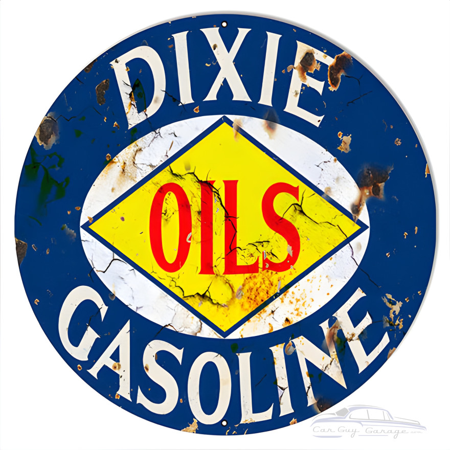Dixie Oil Aged Looking Reproduction Gas Station Metal Sign - 14" Round Dixie Oil Aged Looking Reproduction Gas Station Metal Sign - 14" Round