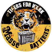 Vintage Masse Batteries Reproduction Gas Station Metal Sign - 24" round