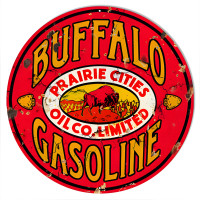 Buffalo Gasoline Reproduction Aged Looking Garage Shop Metal Sign - 14" x 14"