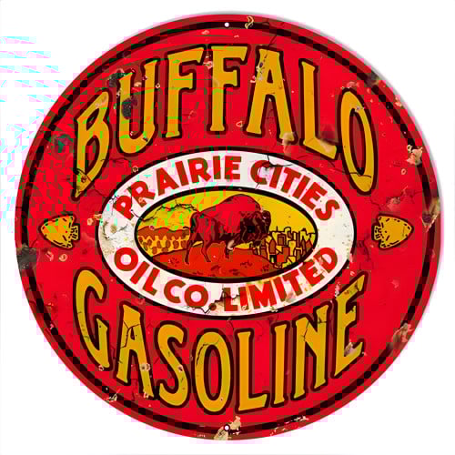 Buffalo Gasoline Reproduction Aged Looking Garage Shop Metal Sign - 14" x 14"