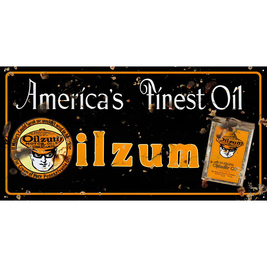 Oilzum Americas Finest Reproduction Aged Looking Metal Sign - 12" x 24" Oilzum Americas Finest Reproduction Aged Looking Metal Sign - 12" x 24"
