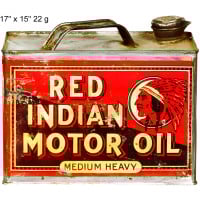Red Indian Motor Oil Reproduction Metal Sign - 15" x 17"