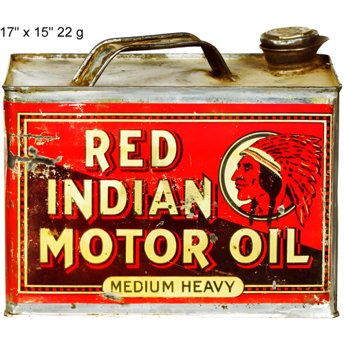 Red Indian Motor Oil Reproduction Metal Sign - 15" x 17"
