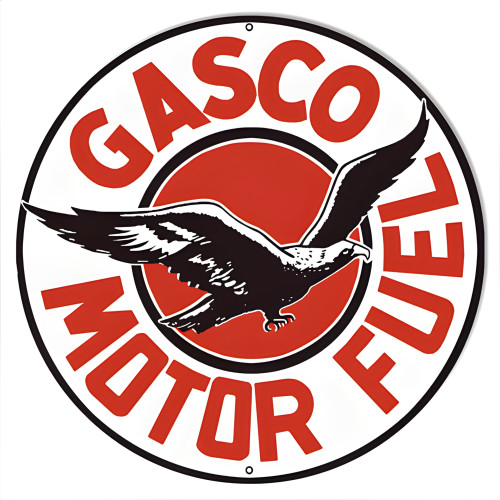 Gasco Motor Oil Metal Sign - 30" Round