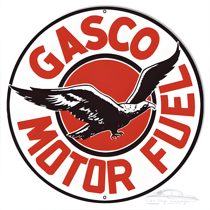 Gasco Motor Oil Metal Sign - 30" Round Gasco Motor Oil Metal Sign - 30" Round