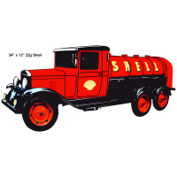 Shell Gas Truck Reproduction Metal Sign - 12" x 24"