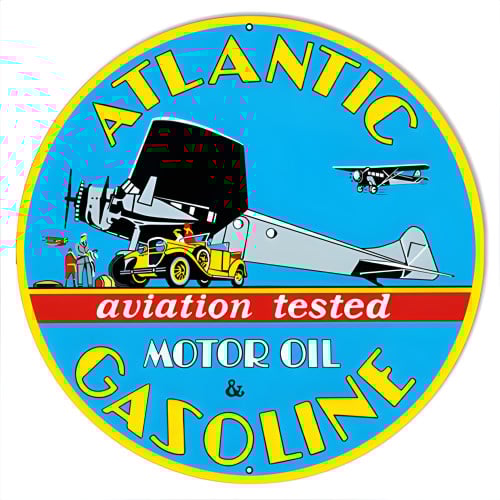 Atlantic Motor Oil Metal Sign - 14" Round