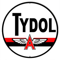 Tydol Gasoline Motor Oil Metal Sign - 24" Round
