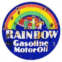 Rainbow Vintage Motor Oil Metal Sign - 18" Round