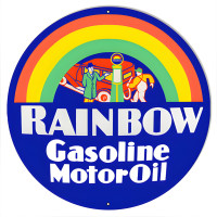 Rainbow Motor Oil Metal Sign - 18" Round