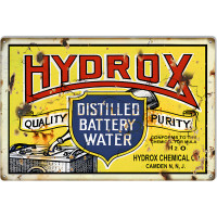 Hydrox Battery Water Reproduction Motor Oil Metal Sign - 12" x 18"