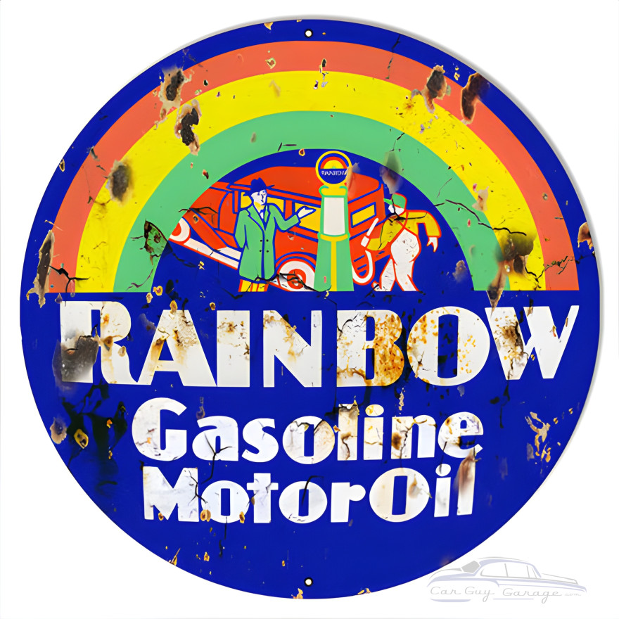 Rainbow Vintage Motor Oil Metal Sign - 30" Round Rainbow Vintage Motor Oil Metal Sign - 30" Round