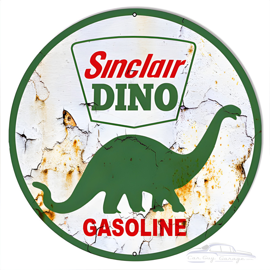 Sinclair Dino Vintage Reproduction Motor Oil Metal Sign - 24" Round Sinclair Dino Vintage Reproduction Motor Oil Metal Sign - 24" Round