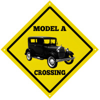Model A Crossing Vintage Automobile Metal Sign - 12" x 12"