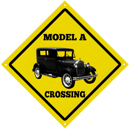 Model A Crossing Vintage Automobile Metal Sign - 12" x 12"