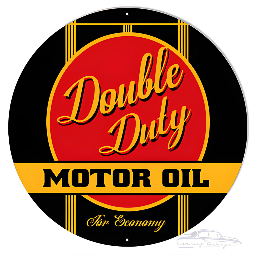 Double Duty Motor Oil Metal Sign - 18" Round Double Duty Motor Oil Metal Sign - 18" Round