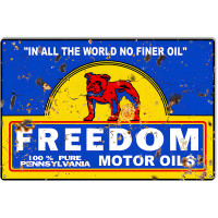 Freedom Motor Oils Vintage Reproduction Large Gas Station Metal Sign - 16" x 24"