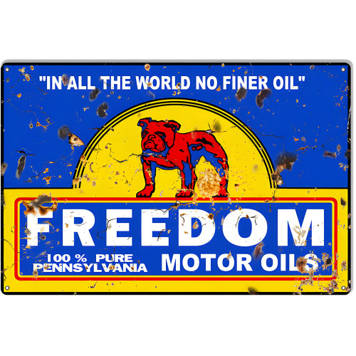 Freedom Motor Oils Vintage Reproduction Large Gas Station Metal Sign - 16" x 24"