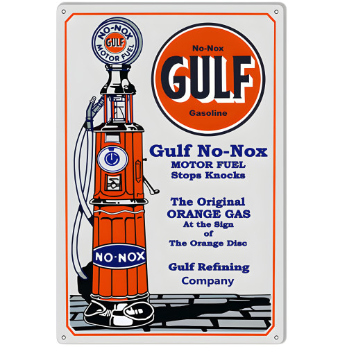 Gulf Gasoline Metal Sign - 12" x 18"