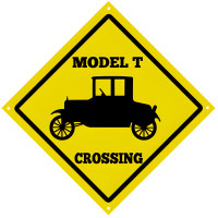 Model T Crossing Vintage Automobile Metal Sign - 12" x 12"