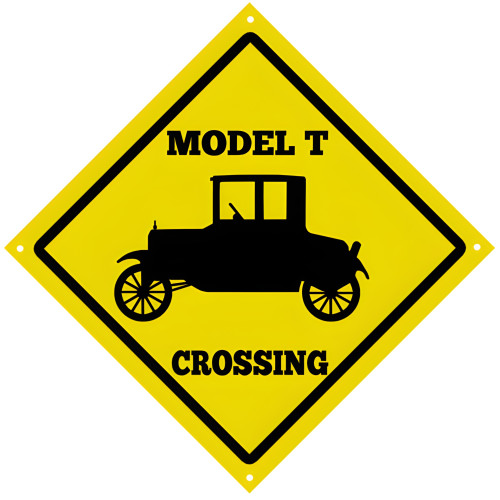 Model T Crossing Vintage Automobile Metal Sign - 12" x 12"