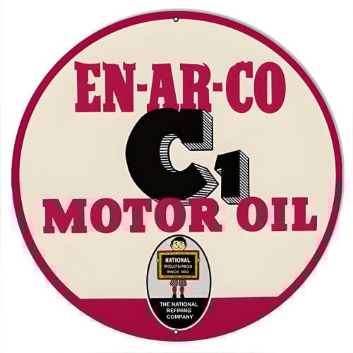 EN-AR-CO Motor Oil Metal Sign - 14" Round