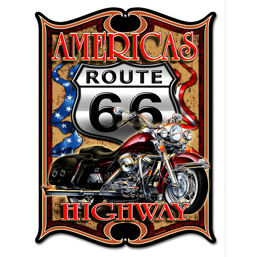 Route 66 America's Highway Reproduction Metal Sign - 14" x 18"