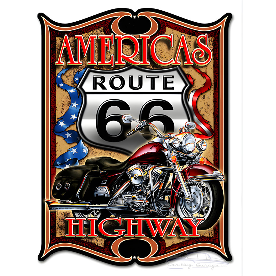 Route 66 America's Highway Reproduction Metal Sign - 14" x 18"