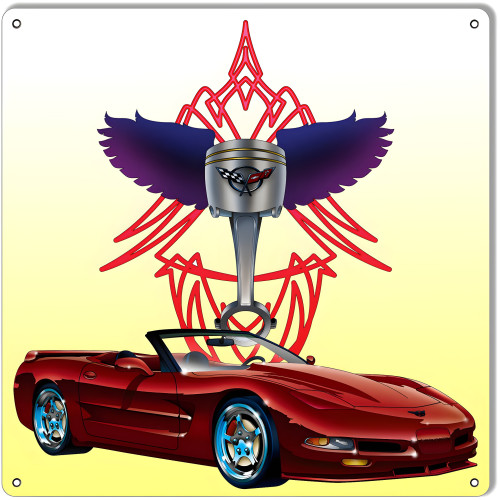 Corvette Garage Shop Metal Sign - 12" x 12"
