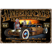 Route 66 Americas Highway Garage Shop Metal Sign - 12" x 18"