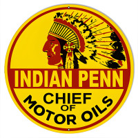 Indian Penn Motor Oil Metal Sign - 14" Round