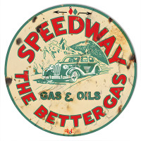 Speedway Motor Oil Aged Looking Reproduction Garage Shop Metal Sign - 14" Round