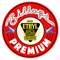 Billups Motor Oil Reproduction Gas Station Metal Sign - 14" Round