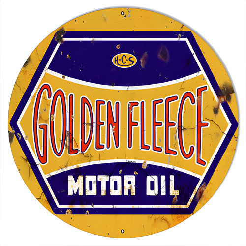 Golden Fleece Motor Oil Metal Sign - 18" Round
