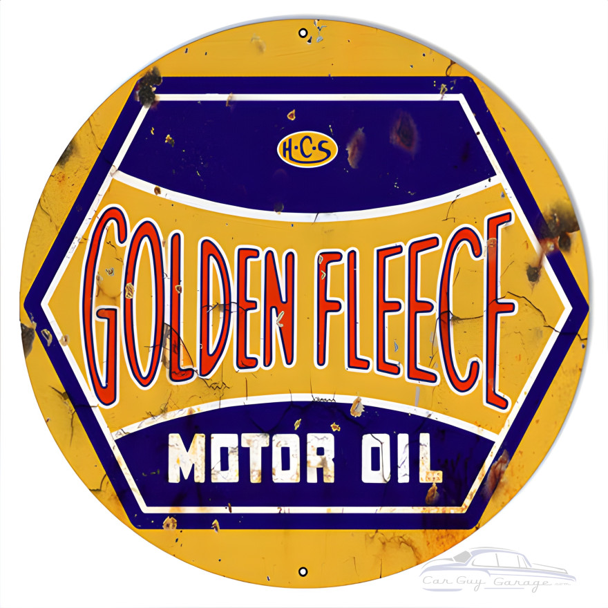 Golden Fleece Motor Oil Metal Sign - 30" Round Golden Fleece Motor Oil Metal Sign - 30" Round