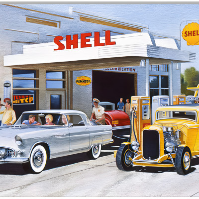 Long Riston Shell Garage Shell Gas Station Hot Rod Reproduction Garage Shop Metal Sign - 12