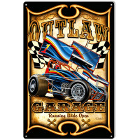 Motor Speedway Car Outlaw Garage Shop Man Cave Vintage Looking Metal Sign - 12" x 18"